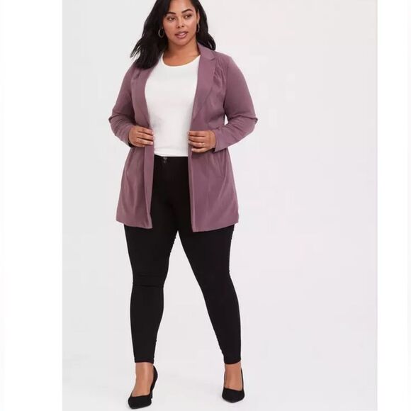 Torrid Women’s Size 2 Lavender Mauve Drape Front Button Up Blazer Jacket NWOT - Picture 1 of 9